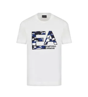 EMPORIO ARMANI T-Shirt Con Logo Ricamato Camouflage Bianco