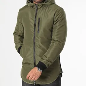 Giacca a vento lunga con cappuccio 0321 Verde Khaki