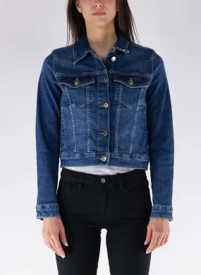 giacca in jeans inserto animalier