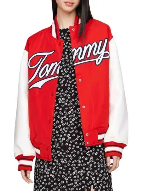 Giacca Tommy Jeans Letterman rossa per donna