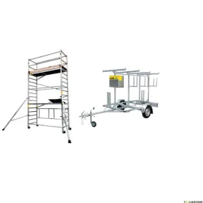 Little Jumbo 11403656AANHANGER SuperPRO M-Max set C - con botola 1,80 x 0,70 mtr altezza di lavoro 5,70 mtr. + rimorchio per pon