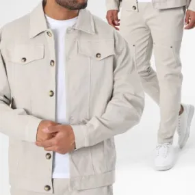 Set giacca e jeans 23215-23151 Beige