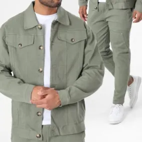 Set giacca e jeans 23215-23151 Verde Khaki