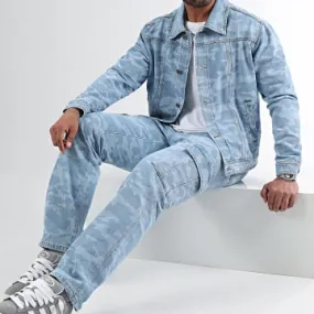 Set giacca e jeans 3136 Camouflage Denim Wash