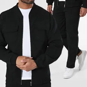 Set giacca e jeans con zip 23218-23131 Nero