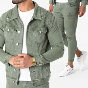 Set giacca e jeans Super Slim VJ318 Verde Khaki