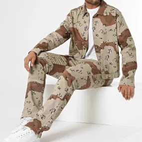 Set giacca e pantaloni jeans beige