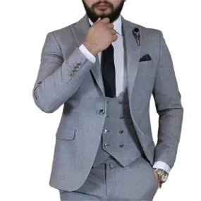 Ultimi disegni Abito da uomo grigio 3 pezzi Slim Fit Prom Wedding Groom Tuxedo Business Giacca moda maschile Gilet con pantaloni